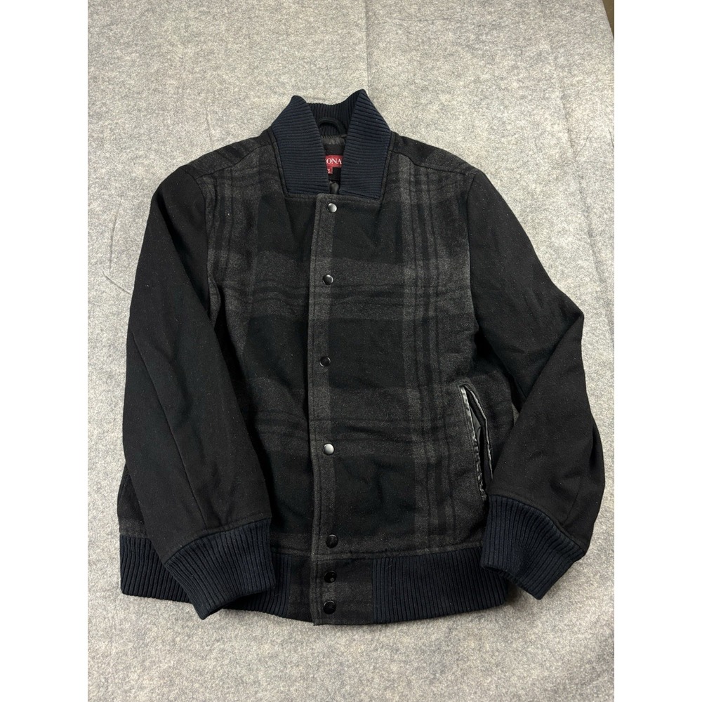 Merona Mens Wool Blend Plaid Varsity Bomber Jacket Mens M Grunge Streetwear
